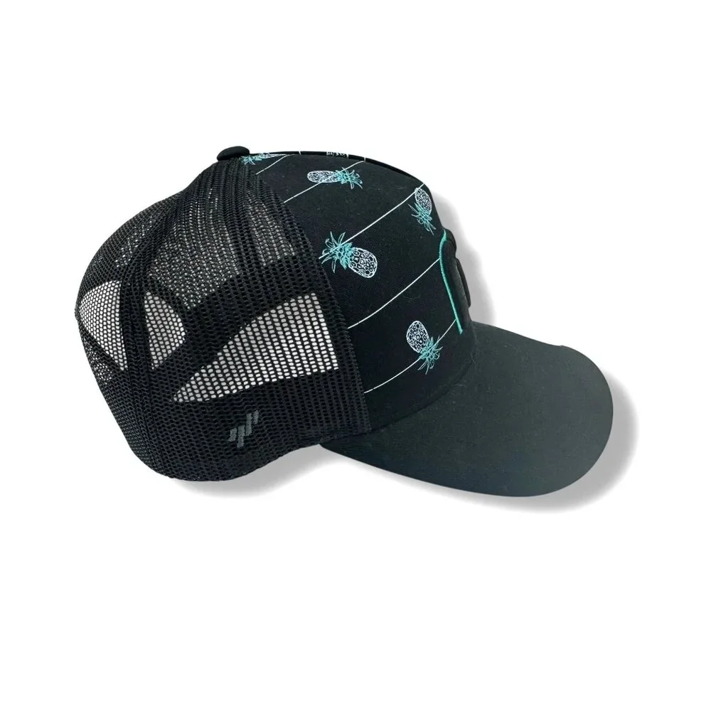 Travis Mathew Black‎ Big Bend Pineapple Hat Trucker Cap Snapback Mesh Golf New